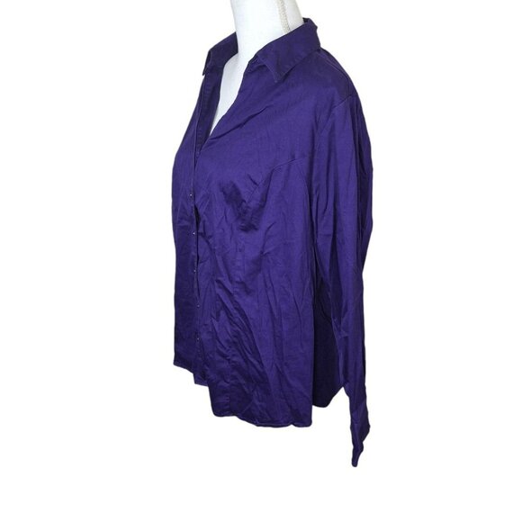 Lane Bryant Button Up Down Purple Collared Long Sleeve Womens Plus Size 18 Shirt - Picture 9 of 11